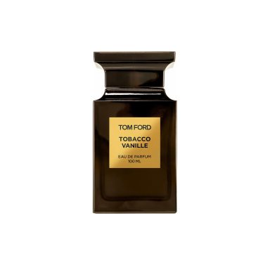 Tom ford vanilj Flaska av Tom Ford Tobacco Vanille parfym med svart och guld etikett.